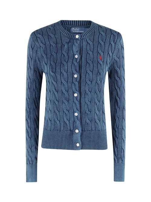 Cardigan a trecce in cotone Blu POLO RALPH LAUREN | 211955325005